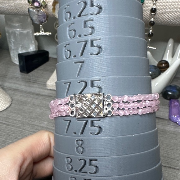 Daniela Jewelry Design Jewelry - Delicate Rose Quartz Beaded Triple-Row Bracelet with Sterling Silver Clasp